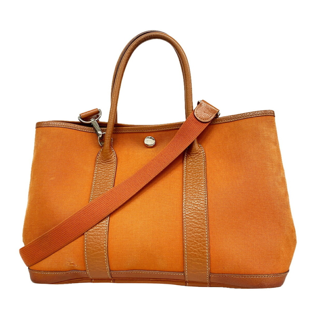 Hermes Garden TPM Toile Officier Tote Bag, Orange, □I stamp, 2-way bag for women